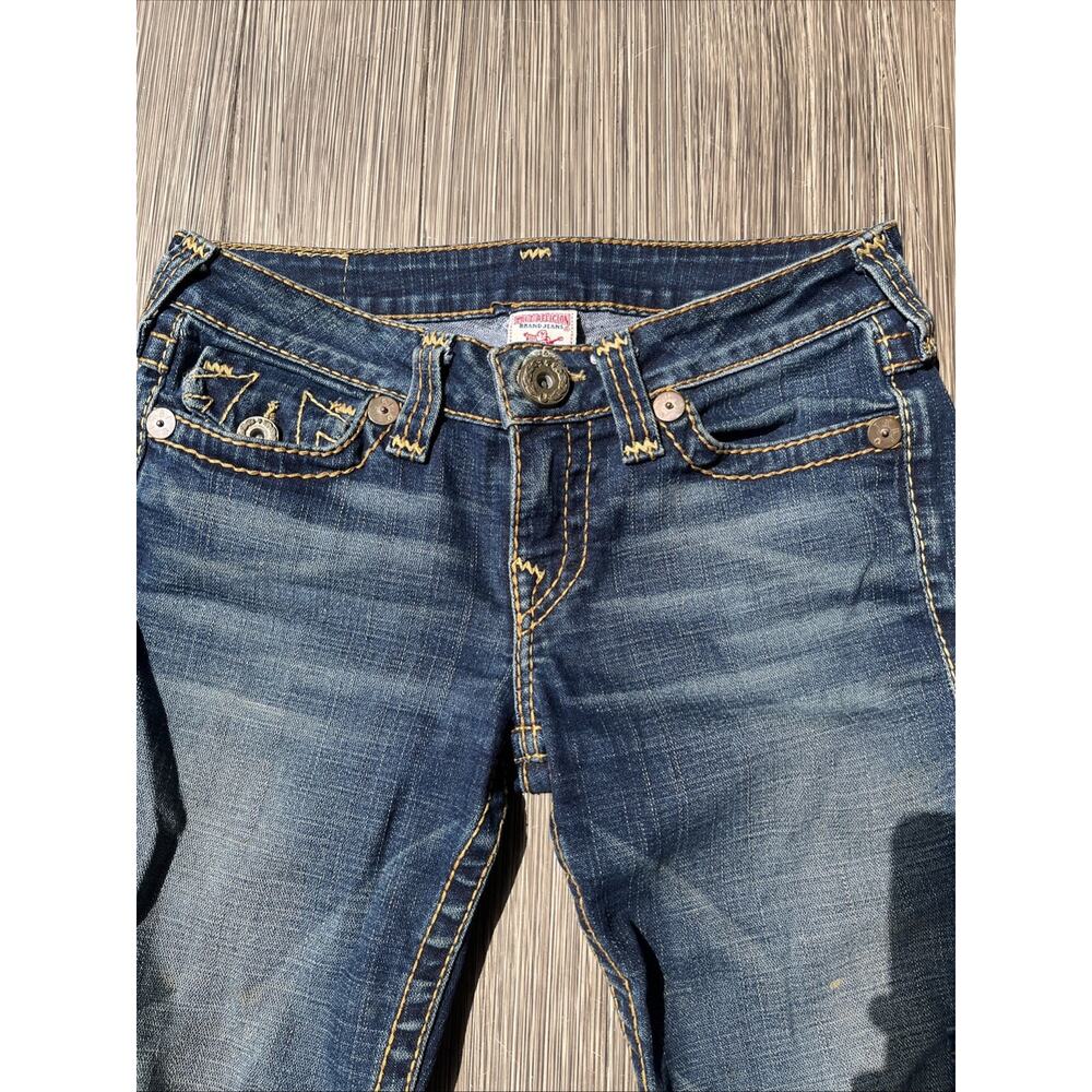 True Religion Mid Rise Dark Wash Slim Straight Leg Jeans Blue Size 27 - Picture 2 of 6